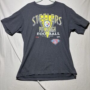 1994 Pittsburgh‎ Steelers Logo Trench Tags Single Stitch Tshirt Sz-XL Men's